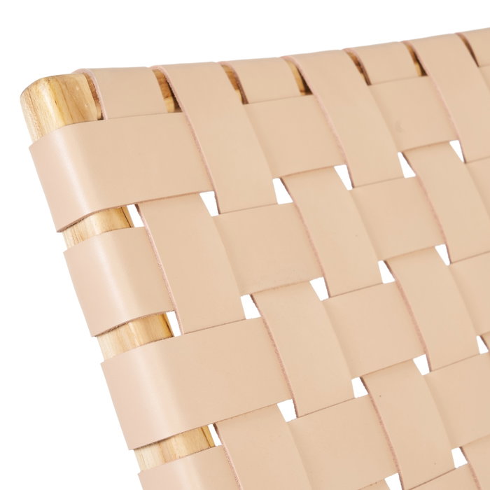 Butaca Beige Madera Teca-Piel 74 X 78 X 75 cm Butaca Beige Madera Teca-Piel 74 X 78 X 75 cm