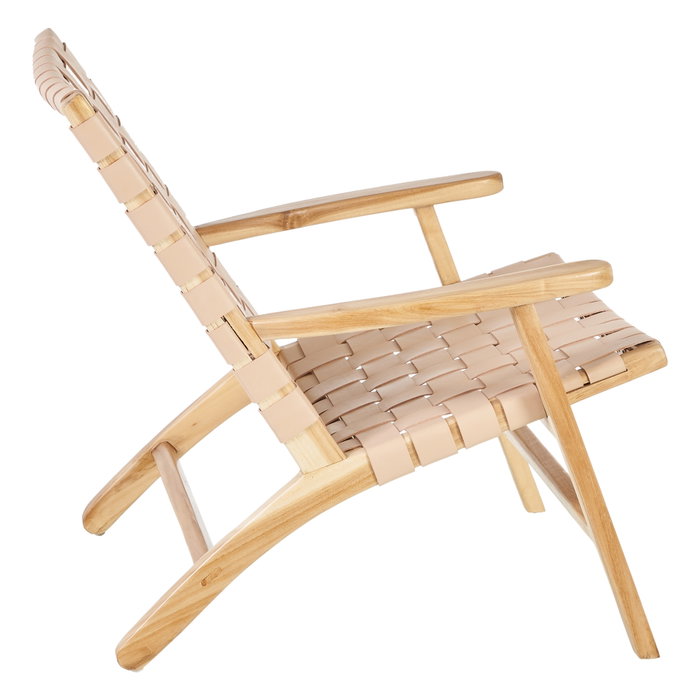 Butaca Beige Madera Teca-Piel 74 X 78 X 75 cm Butaca Beige Madera Teca-Piel 74 X 78 X 75 cm