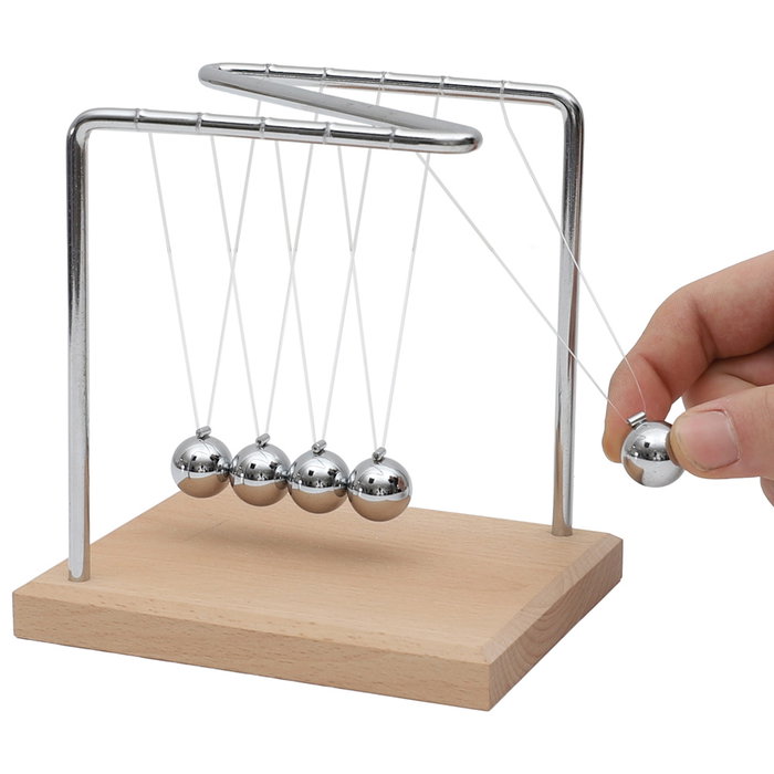 Home Deco Factory Péndulo de Newton Home Deco Factory Altura 15 cm con Base de Madera y Bolas de Metal