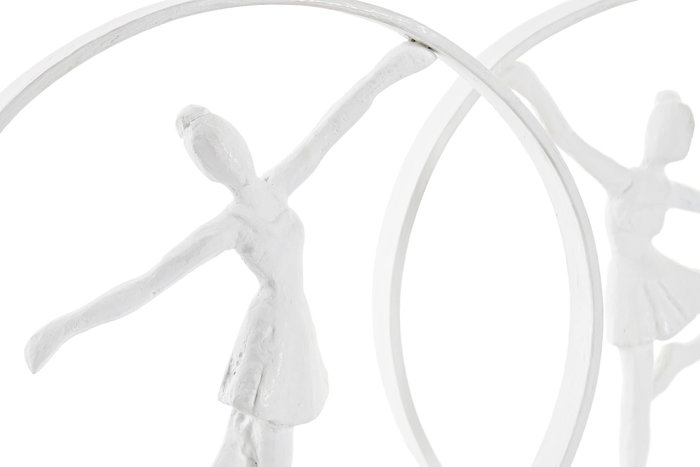 DKD Home Decor Figura de Bailarina en Aluminio y Mango Blanco (Pack de 2)