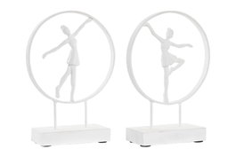 DKD Home Decor Figura de Bailarina en Aluminio y Mango Blanco (Pack de 2)