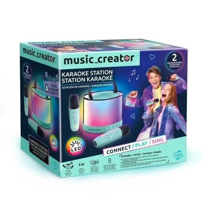 Canal Toys Mini Karaoke Station Music Creator Altavoz iluminado con 2 micrófonos inalámbricos INF 044 Canal Toys Mini Karaoke Station Music Creator Altavoz iluminado con 2 micrófonos inalámbricos INF 044