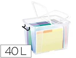 Cep Contenedor Plástico 40 Litros Transparente con Tapa Hermética y Ruedas 397x498x329 mm