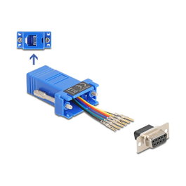 DeLOCK 67080 Kit de montaje D-Sub 9 hembra a RJ12 hembra Azul