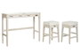 DKD Home Decor Barra Cocina Moderno Natural Blanco Mango y Mármol 40 x 96 x 112 cm Set de 3 Taburetes