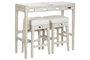 DKD Home Decor Barra Cocina Moderno Natural Blanco Mango y Mármol 40 x 96 x 112 cm Set de 3 Taburetes