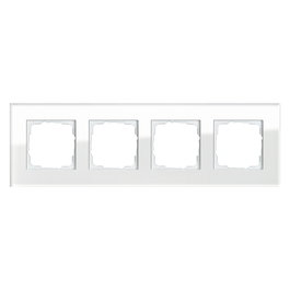 GIRA 021412 Marco para 4 Enchufes con Cristal Blanco Esprit, 95 x 308 x 9.85 mm, Diseño Sin Tornillos