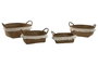 DKD Home Decor Set de 4 Cestas de Fibra Decapé Natural y Blanco