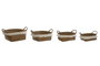 DKD Home Decor Set de 4 Cestas de Fibra Decapé Natural y Blanco