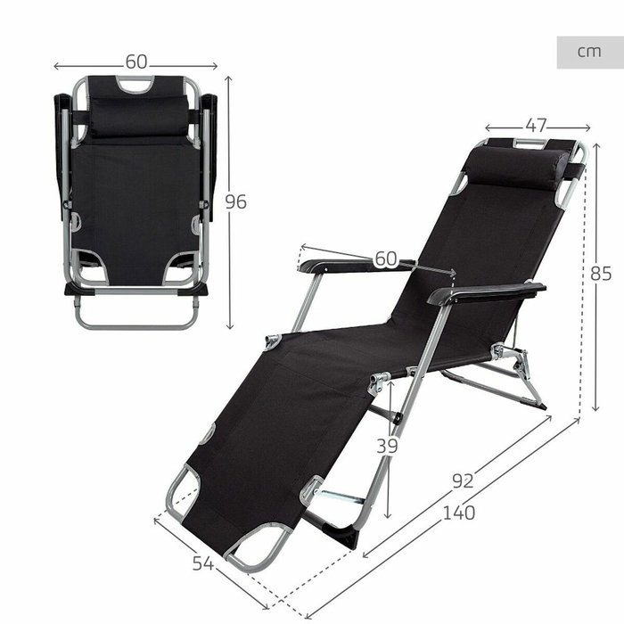 Color Baby Tumbona reclinable Aktive con cojín de poliéster 177X47X34/85 cm Color Baby Tumbona reclinable Aktive con cojín de poliéster 177X47X34/85 cm