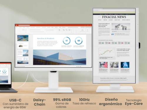 BenQ GW2786TC 27" Monitor IPS FHD 1080p 100Hz USB-C 65W, Ergonómico, Eye-Care, Hub USB, HDMI, DP, Blanco (9H.LMNLB.QBE)