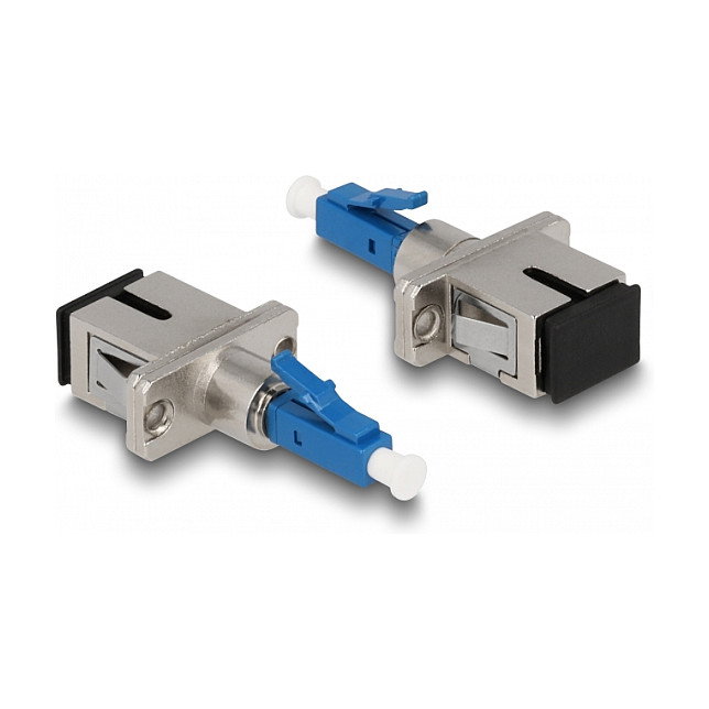 DeLOCK Acoplador Híbrido de Fibra Óptica LWL, Conector LC Simplex a SC Simplex, Color Azul, Metal y Plástico, 22x45x9.3 mm