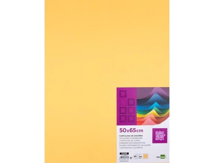 Liderpapel Cartulina 50x65 cm 240g/m2 Oro Paquete 25 Hojas para Dibujo y Manualidades