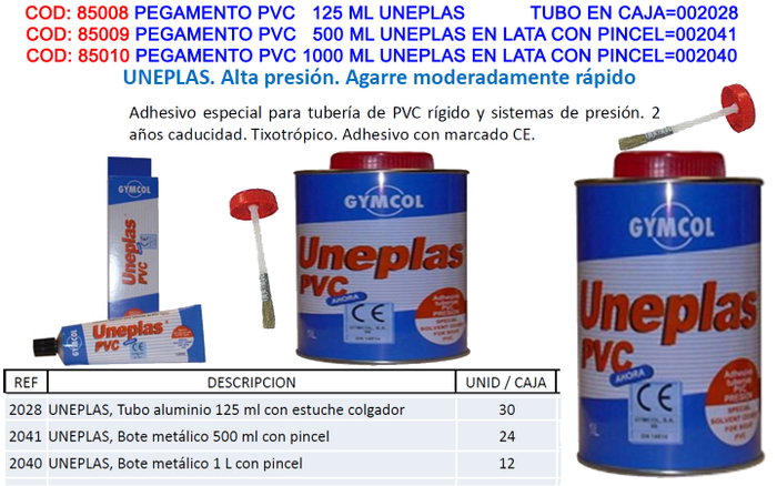 Unecol Adhesivo PVC 1000 ml con Pincel Unecol Adhesivo PVC 1000 ml con Pincel