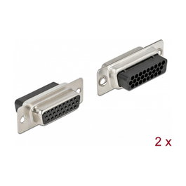 DeLOCK Conector Hembra D-Sub HD 26 Pin Metal, 2 Piezas