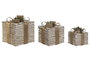 DKD Home Decor Set de 3 piezas LED Ratan 25x25x25 Blanco