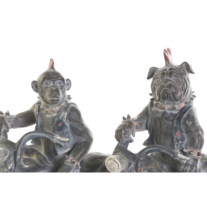 DKD Home Decor Figura de Resina Motero Surtido de 2 Unidades Gris Oscuro