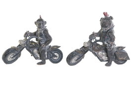 DKD Home Decor Figura Motero Resina Gris Oscuro 15 x 29 x 33 cm (2 Unidades)