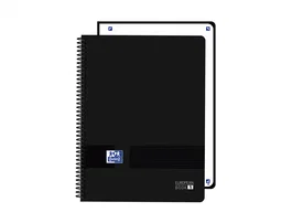 Oxford Cuaderno espiral 1 Live&Go DIN A4+ 80 hojas Cuadro 5 mm Tapa Plástico Negro