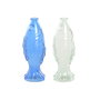 DKD Home Decor Jarrón Hangzhou design 26a Mediterráneo Azul Turquesa Cristal 7 x 26.3 x 10 cm (2 Unidades)