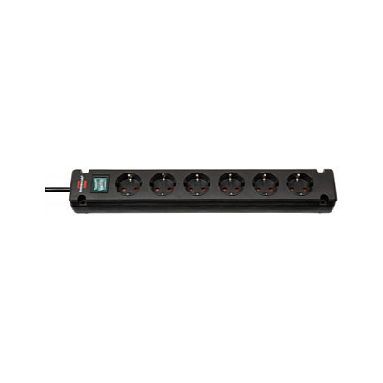 Brennenstuhl Bremounta Regleta de 6 tomas, 3m, Negro