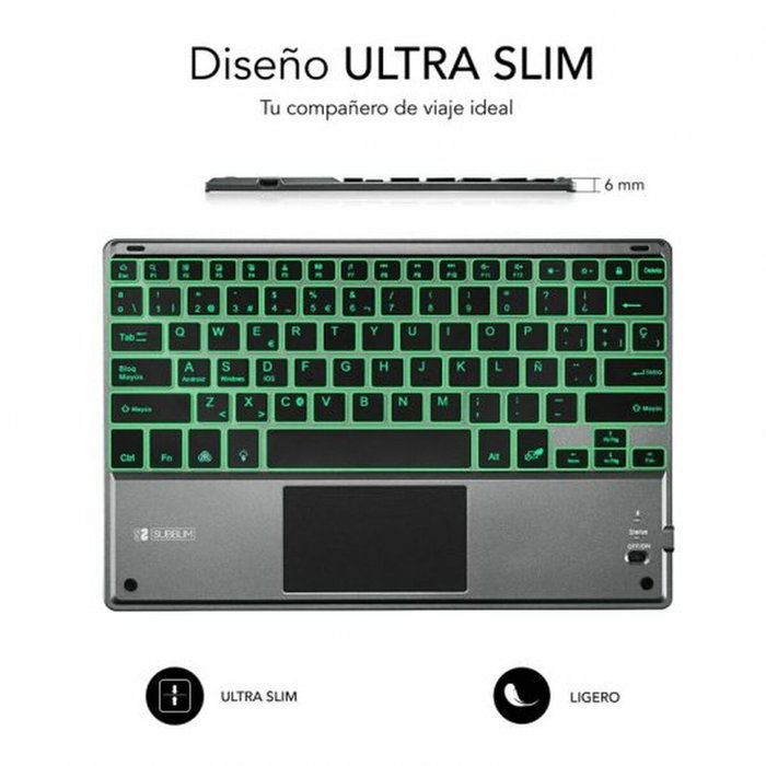 Subblim Teclado Smart Backlit con Touchpad Gris
