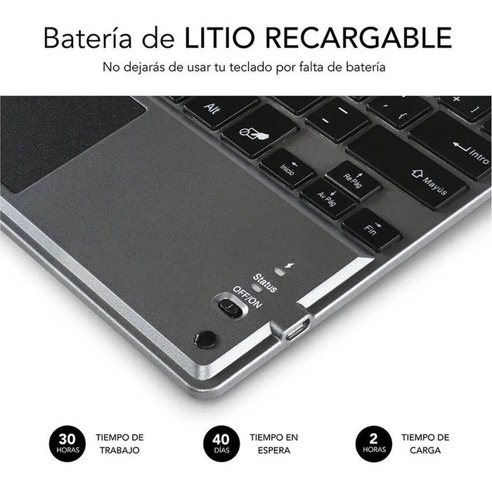 Subblim Teclado Smart Backlit con Touchpad Gris