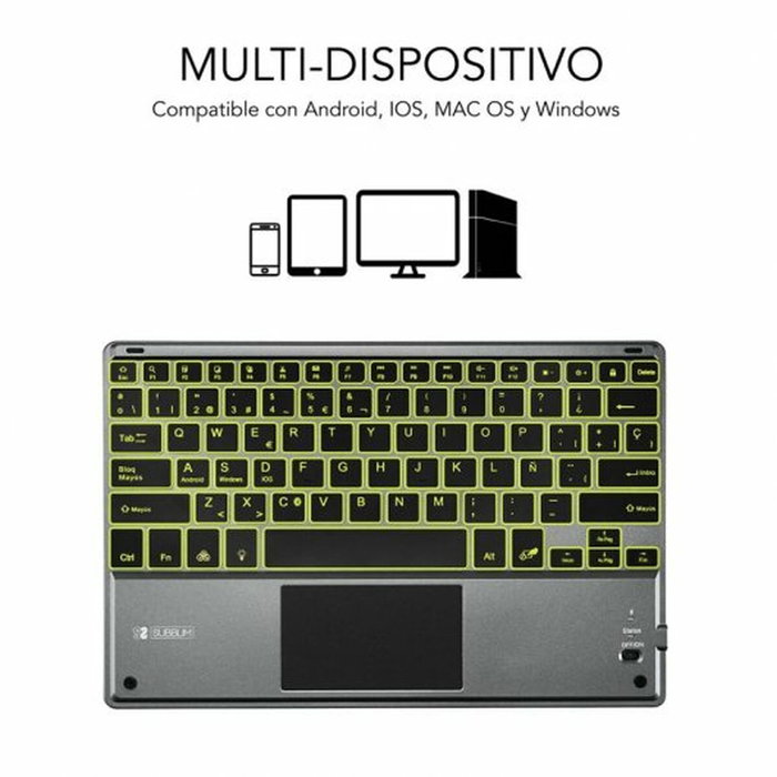 Subblim Teclado Smart Backlit con Touchpad Gris