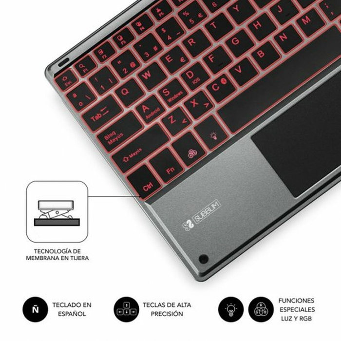 Subblim Teclado Smart Backlit con Touchpad Gris