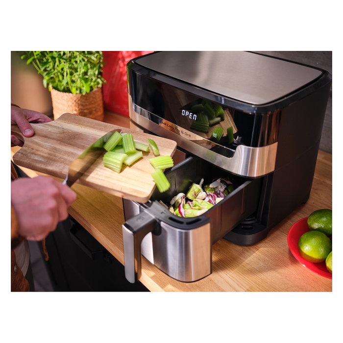 Tefal EY905D Dual Easy Fry & Grill - Freidora de Aire Caliente, 8.3 Litros, Doble Cesto, Acero Inoxidable, Panel Táctil, 8 Programas, 2700W Tefal EY905D Dual Easy Fry & Grill - Freidora de Aire Caliente, 8.3 Litros, Doble Cesto, Acero Inoxidable, Panel Táctil, 8 Programas, 2700W