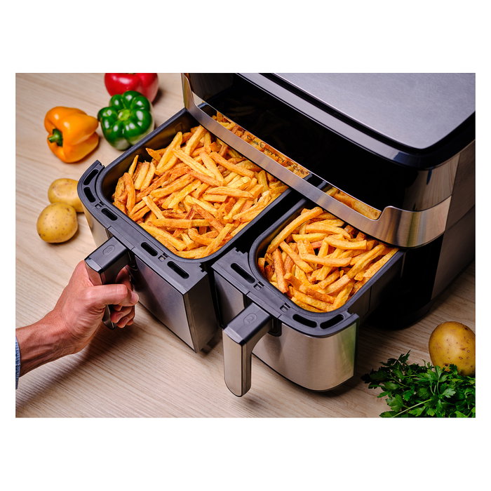 Tefal EY905D Dual Easy Fry & Grill - Freidora de Aire Caliente, 8.3 Litros, Doble Cesto, Acero Inoxidable, Panel Táctil, 8 Programas, 2700W Tefal EY905D Dual Easy Fry & Grill - Freidora de Aire Caliente, 8.3 Litros, Doble Cesto, Acero Inoxidable, Panel Táctil, 8 Programas, 2700W