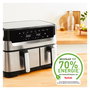 Tefal EY905D Dual Easy Fry & Grill - Freidora de Aire Caliente, 8.3 Litros, Doble Cesto, Acero Inoxidable, Panel Táctil, 8 Programas, 2700W