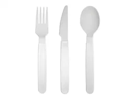 Archivo 2000 Set de Cubiertos de Polipropileno Blanco 18,5 cm, Libre de BPA
