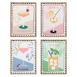 DKD Home Decor Cuadro Lienzo Cocktail Surtido de 4 30x2x40 cm