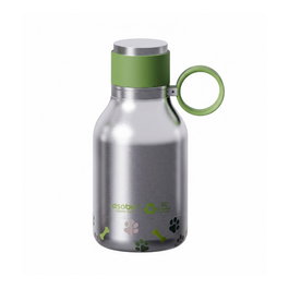 Asobu Botella de acero inoxidable reciclado con cuenco para perros color plata