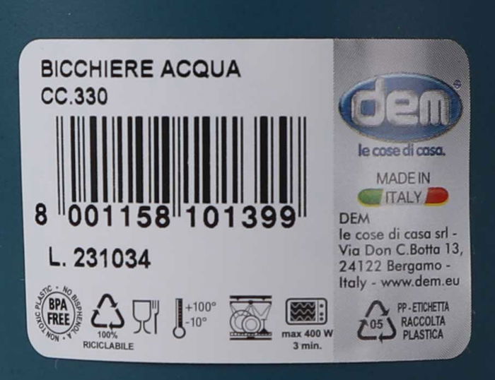 Dem Vaso 330 cc "Inside" - ø8 x 8 x 9.5 cm (48 Unidades)