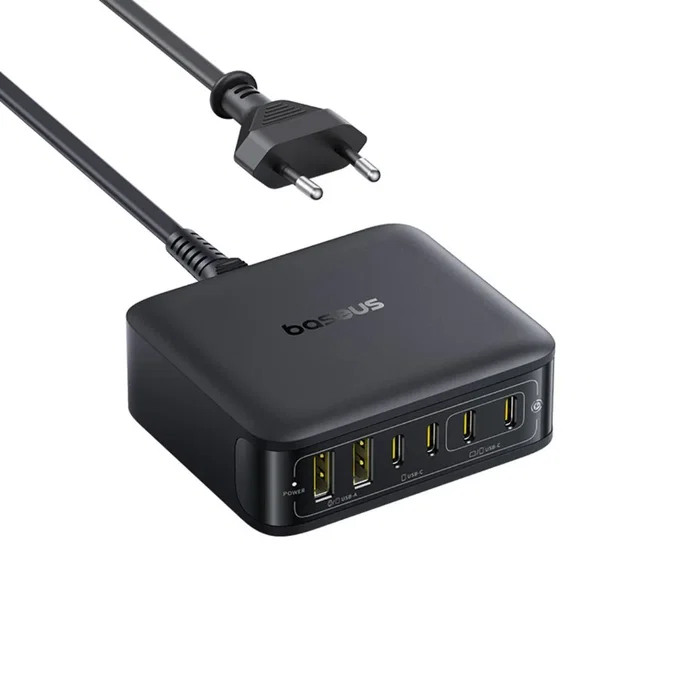 Baseus Base Station de Carga Enerfill FH21, 4 Puertos USB-C + 2 USB-A, 120W, Negro Cósmico, para Escritorio, Enchufe UE