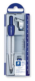 Staedtler Compás 550 60 con Aguja Roma y Adaptador Universal para Dibujo, Incluye Tubo de Minas, Longitud 130 mm
