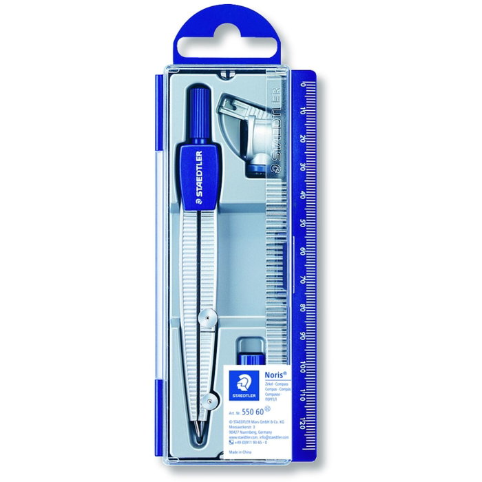 Staedtler Compás Noris Club 550 con aguja roma, tubo de minas y adaptador Staedtler Compás Noris Club 550 con aguja roma, tubo de minas y adaptador