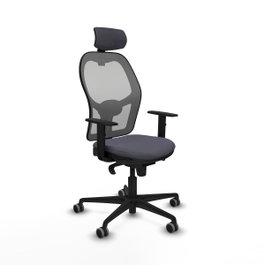 PIQUERAS Y CRESPO Silla de oficina Jorquera con mecanismo sincro, tela gris oscuro y malla gris