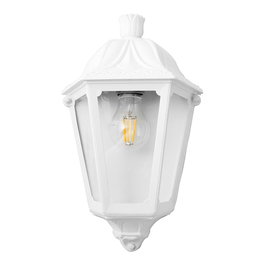 Fumagalli Farol de Pared Iesse Blanco, Cristal Transparente, Casquillo E27 Máx. 60W, IP55, 220x105x350 mm - Bombilla no Incluida