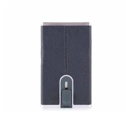 Piquadro Black Square Cartera de cuero Azul con sistema deslizante