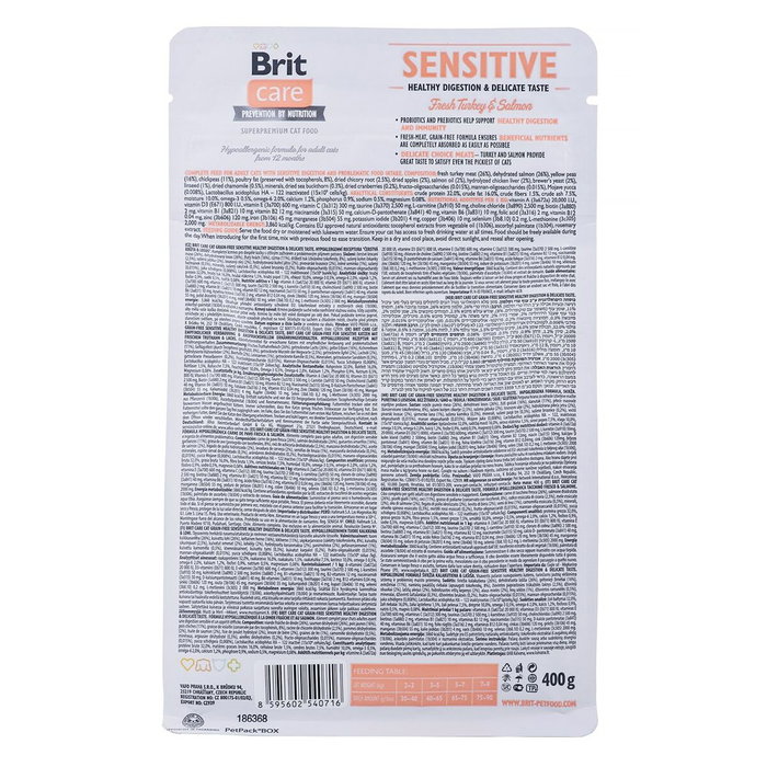 Brit Care Grain Free Sensitive Healthy Digestion and Delicate Taste Gato Adulto 400g Brit Care Grain Free Sensitive Healthy Digestion and Delicate Taste Gato Adulto 400g