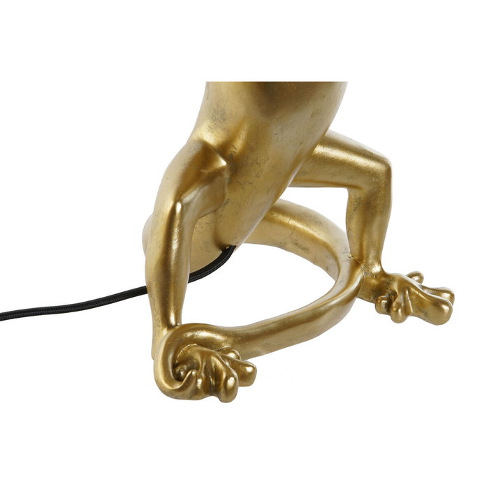 DKD Home Decor Lámpara de Sobremesa Lagarto Resina y Algodón Dorado y Negro