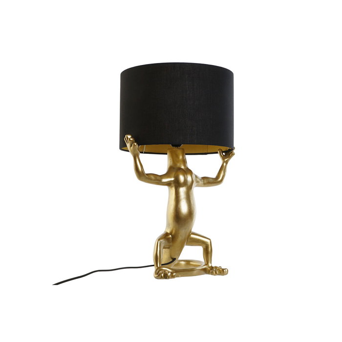 DKD Home Decor Lámpara de Sobremesa Lagarto Resina y Algodón Dorado y Negro