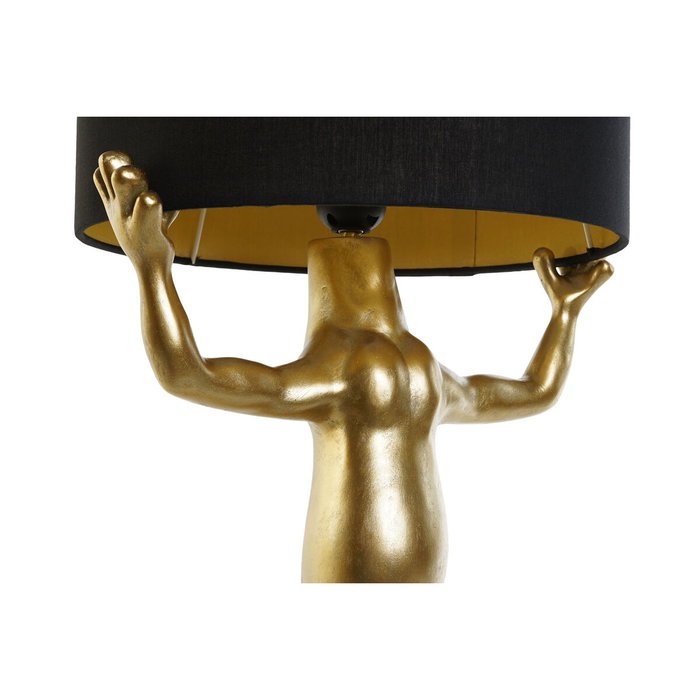 DKD Home Decor Lámpara de Sobremesa Lagarto Resina y Algodón Dorado y Negro