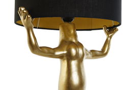 DKD Home Decor Lámpara Sobremesa Moderno Dorado Negro Resina Algodón 28x50x31 cm