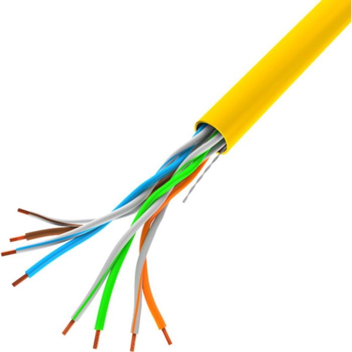 Lanberg Bobina de Cable de Red Ethernet 305m, UTP Cat5e CCA 24 AWG, 100 Mbps, Amarillo, Para Instalaciones Internas