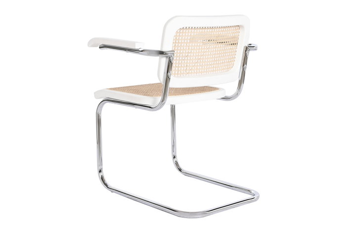 DKD Home Decor Silla Horeca Vintage Blanco Plateado Natural Olmo Ratan Acero Galvanizado 62 x 79 x 65.5 cm