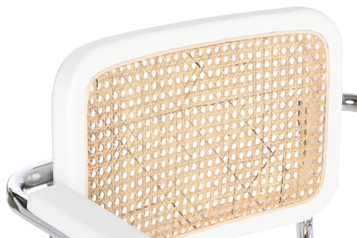 DKD Home Decor Silla Horeca Vintage Blanco Plateado Natural Olmo Ratan Acero Galvanizado 62 x 79 x 65.5 cm